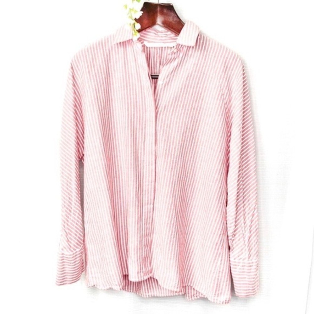 Zara Pink Striped Casual Shirt